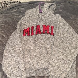 Grey Miami embroidered hoodie size large